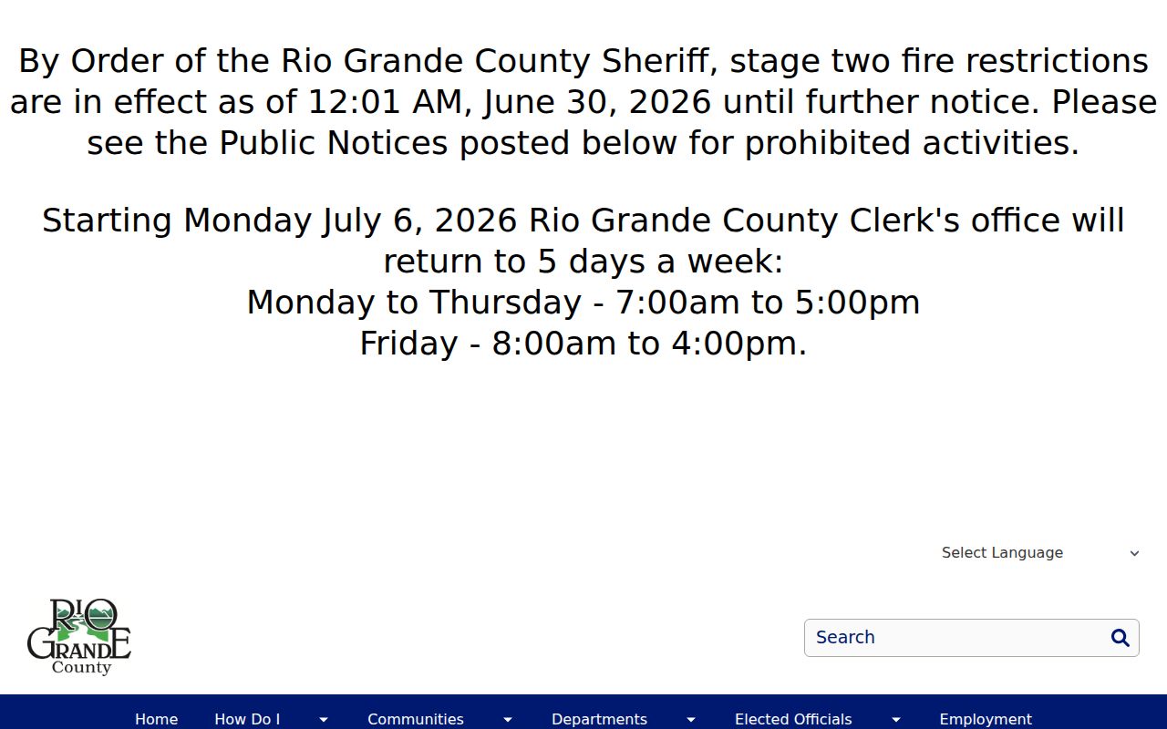 Rio Grande County arrest records sheriff fee information