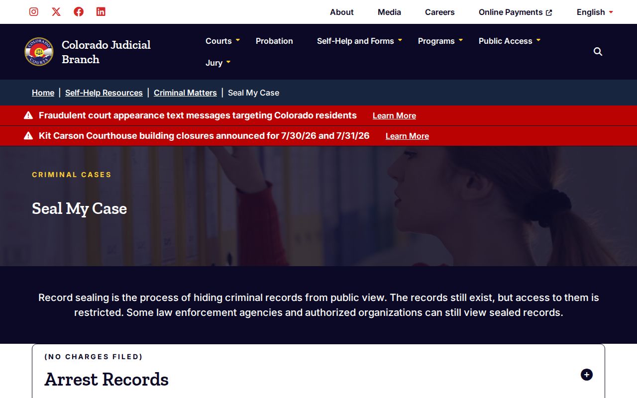 Rio Grande County criminal court records sealing process