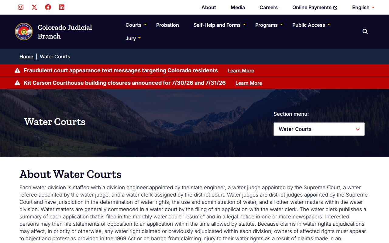 Rio Grande County District Court Water Court records in Colorado