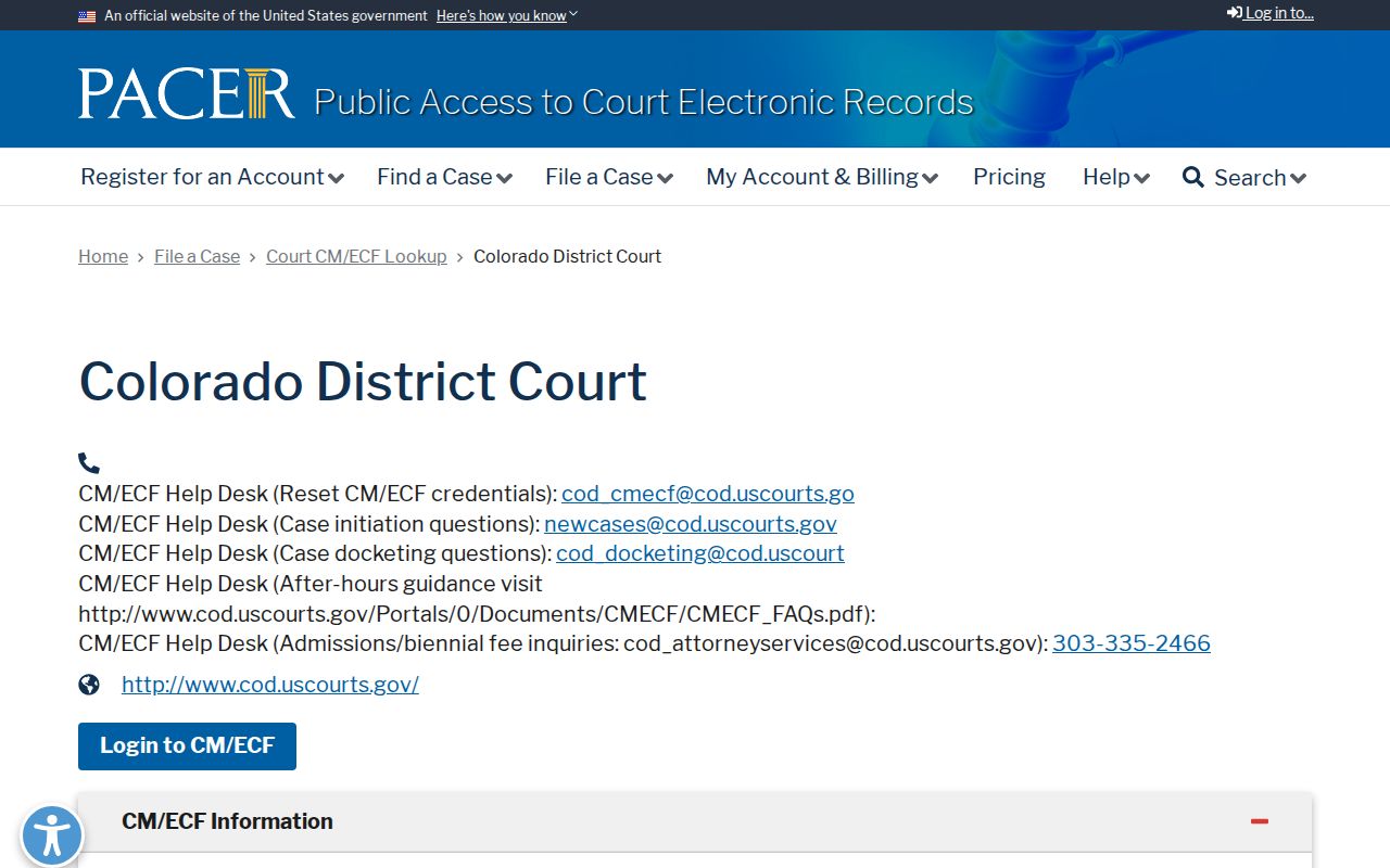 Rio Grande County District Court PACER District of Colorado records lookup