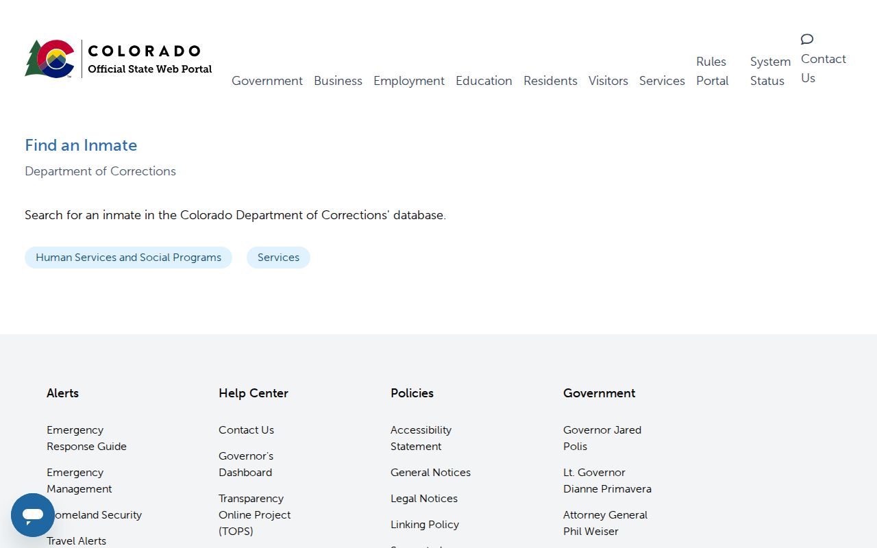 Rio Grande County inmate locator service through Colorado.gov