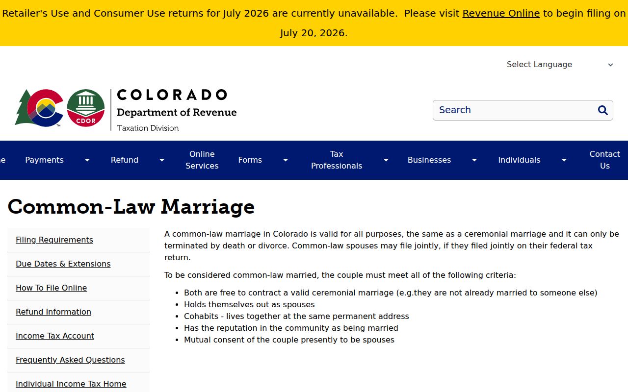 Rio Grande County marriage records Colorado common-law marriage guidance