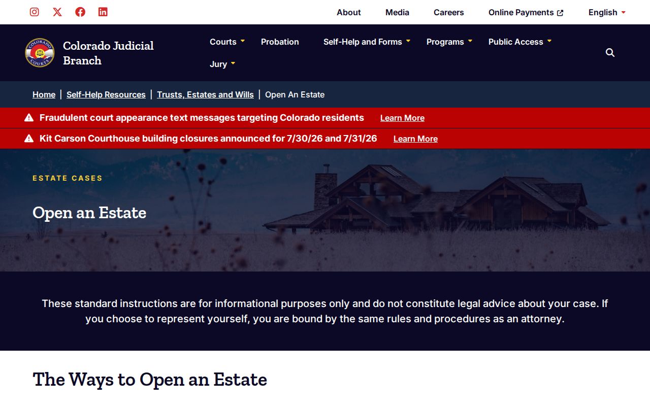 Rio Grande County probate records Colorado open estate instructions