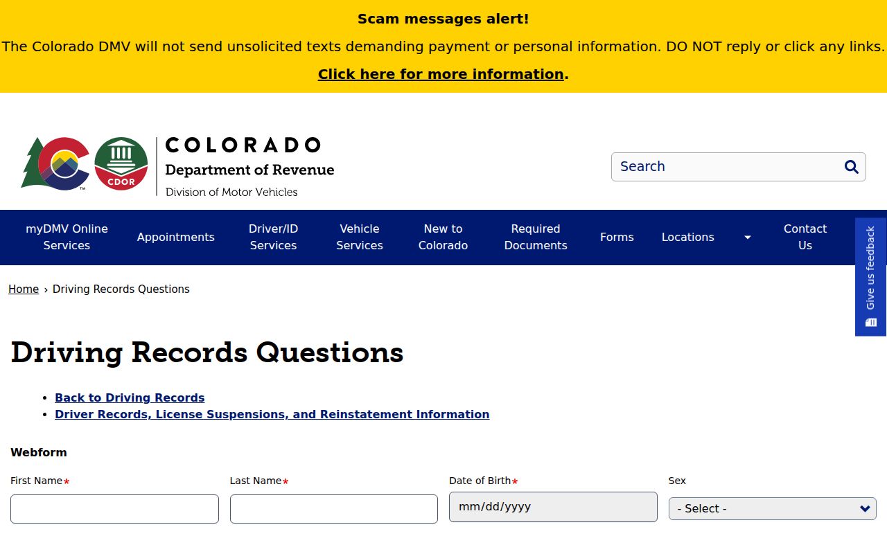 Rio Grande County traffic record questions through Colorado DMV